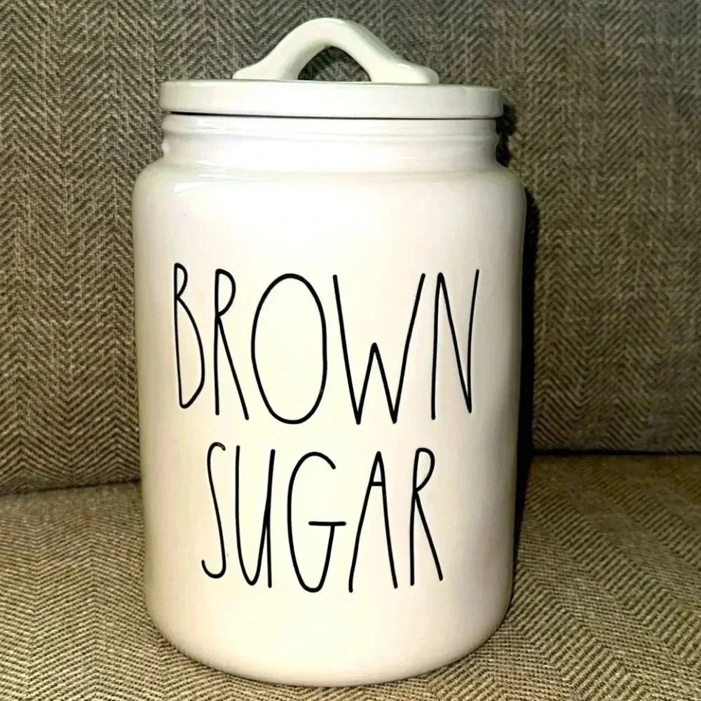HTF Rae Dunn Magenta Artisan Collection BROWN SUGAR Canister (Lrg) Blk/Wht